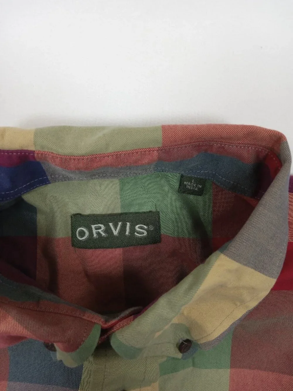Orvis Mens Large Signature Twill Plaid Button Down Shirt Multicolor Long Sleeve